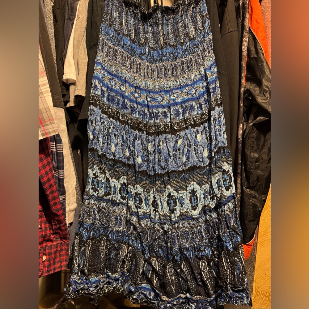 India Boutique Blue and Black Maxi Skirt